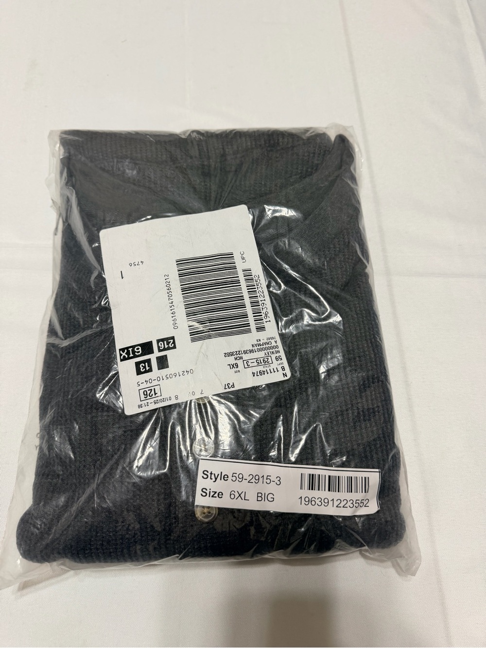 Men's Dark Gray Henley Thermal Long Sleeve Shirt - Picture 3 of 3
